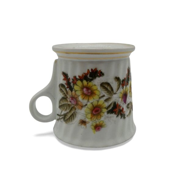 SHAVING MUG Floral Design Porcelain Yellow Flowers German Vintage - Picture 8 of 10